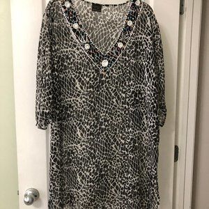 Black Beaded Sheer Kathmandu To You Long Tunic Size XL